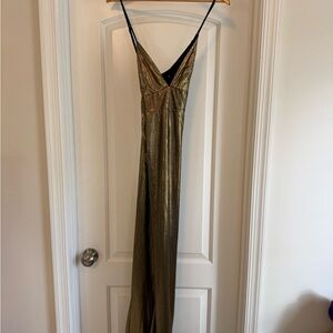 Lulu's Shimmering Gold Backless Dress